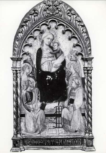 Foto Reali — Lippo di Andrea - sec. XIV/ XV - Finto polittico con la Madonna con Bambino e santi — insieme, prima del restauro